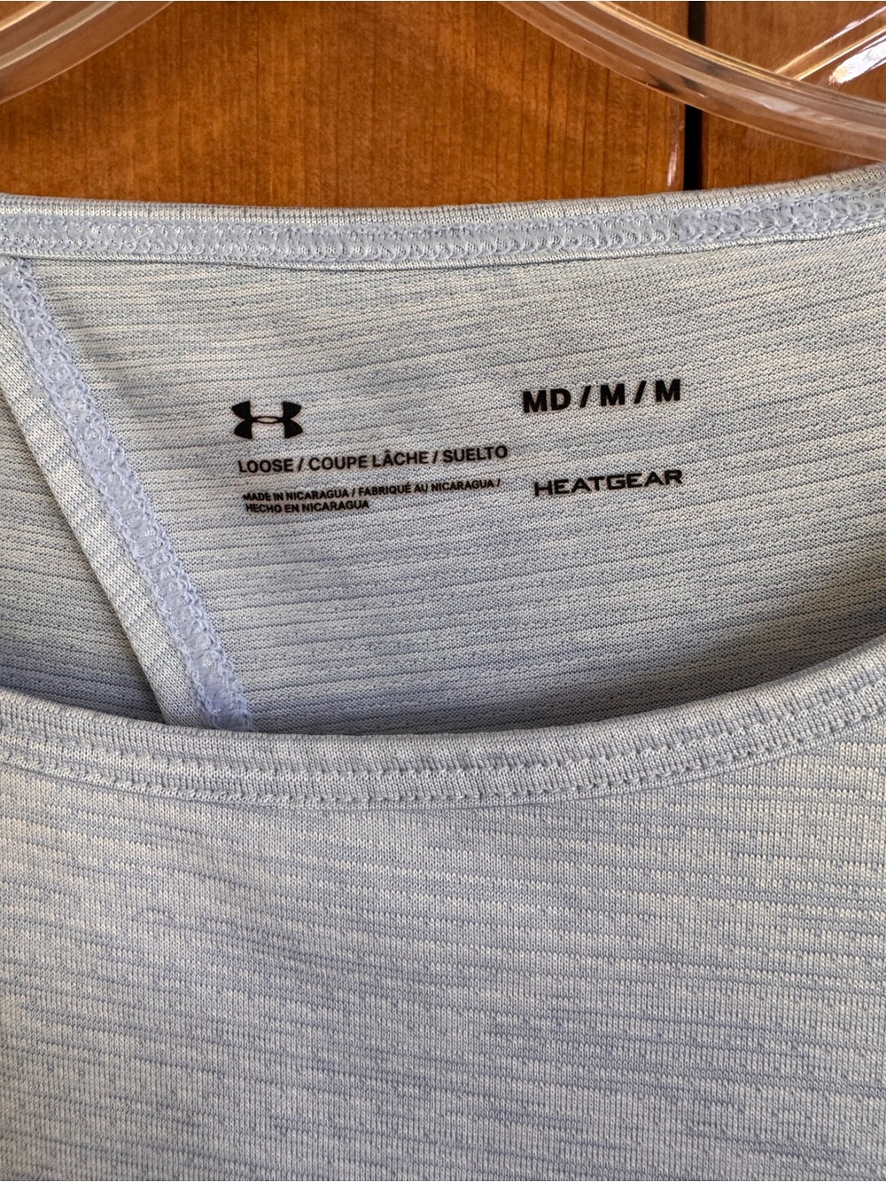 Under Armour Light Blue Heat Gear Open-Back Neck Tee Med - Picture 3 of 3